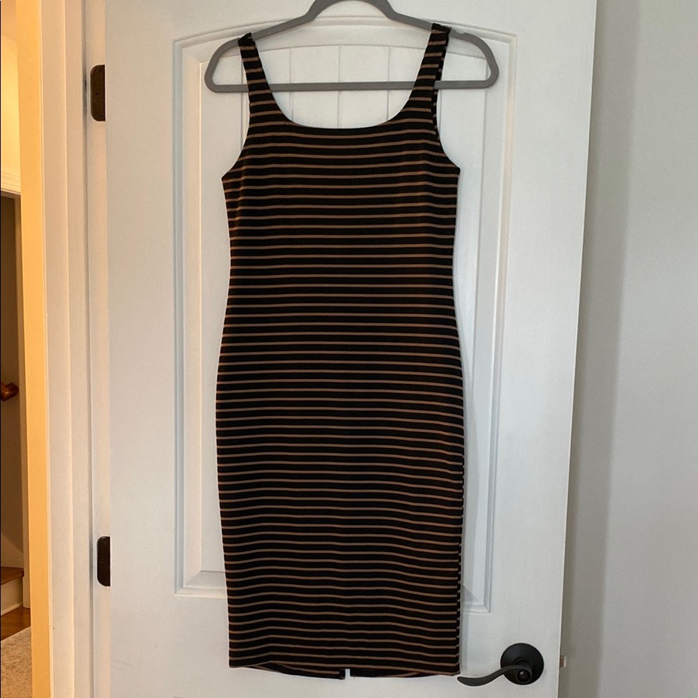 Striped Black and Brown Sleeveless Dress